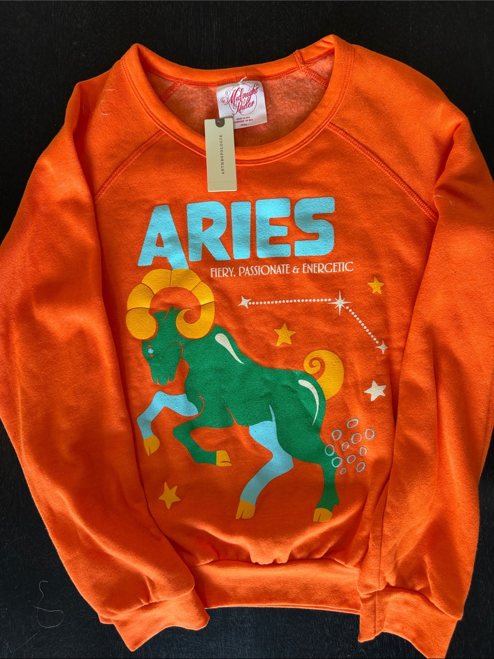 Anthropologie Orange Aries Graphic Sweatshirt